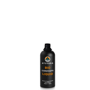 AYUVANA Bio Cordyceps Liquid - Offene Flasche mit Schraubverschluss